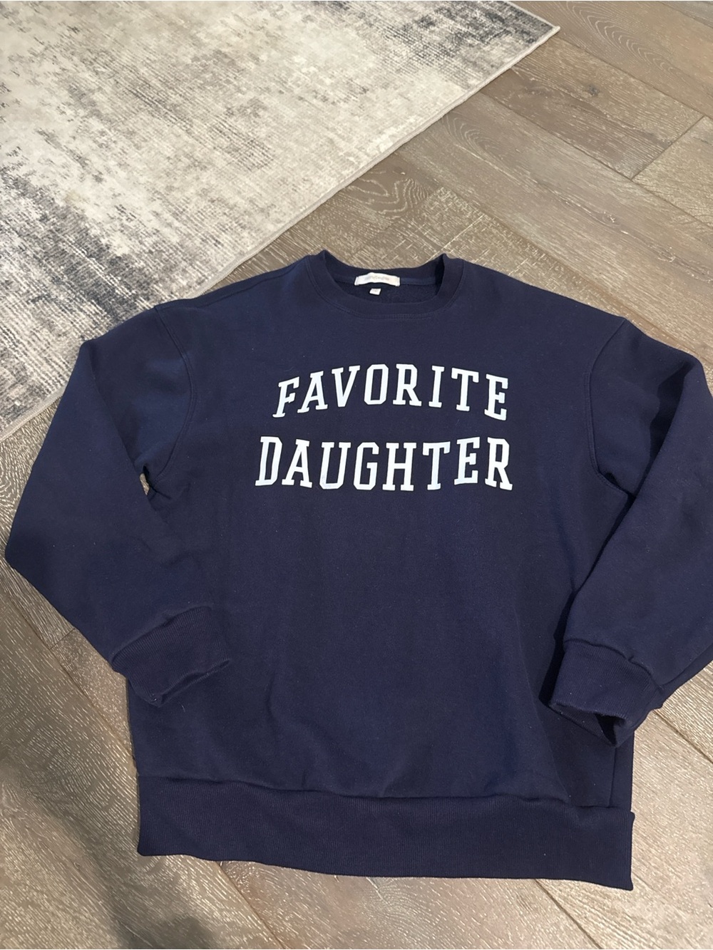 Favorite Daughter Navy Crewneck with White Lettering